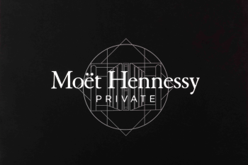 Black background with white Moët Hennessy Private logo