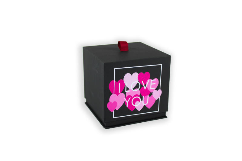Cube folding box "I love you" pink 1007L12029