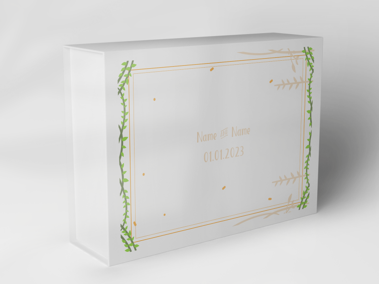 Gift box "green vine branches and gold frame" 1007_05_0031