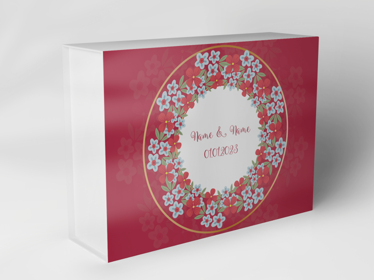 Gift box "Flower wreath on red" 1007_05_0039