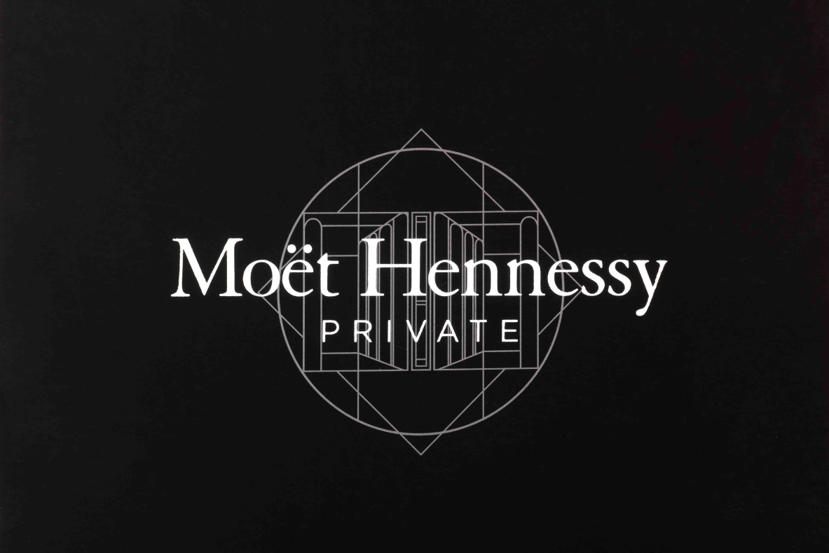 Black background with white Moët Hennessy Private logo